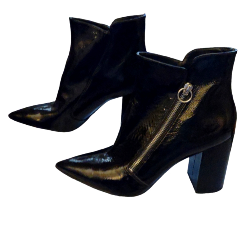 Women's Nine West Russity Booties Patent Leather 10M